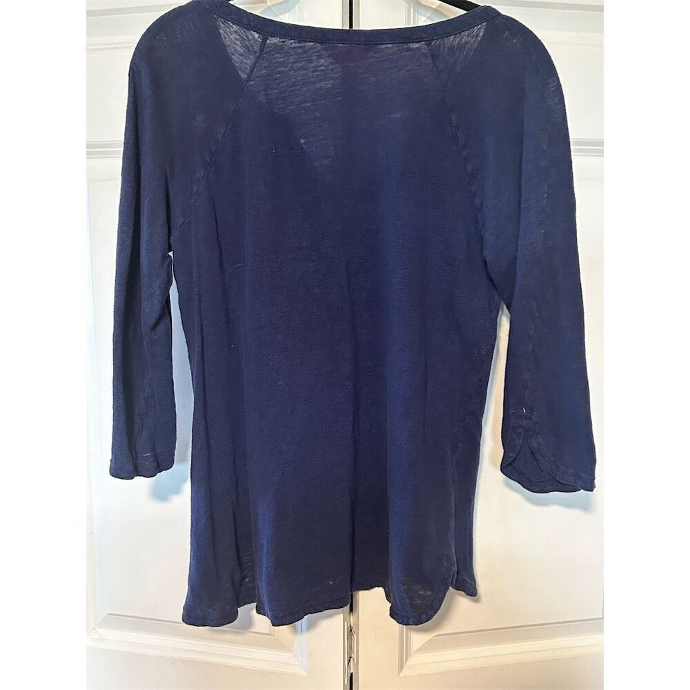 Lilly Pulitzer Women's 3/4 Sleeve Button-Up Top Navy Blue Size M - Picture 7 of 7